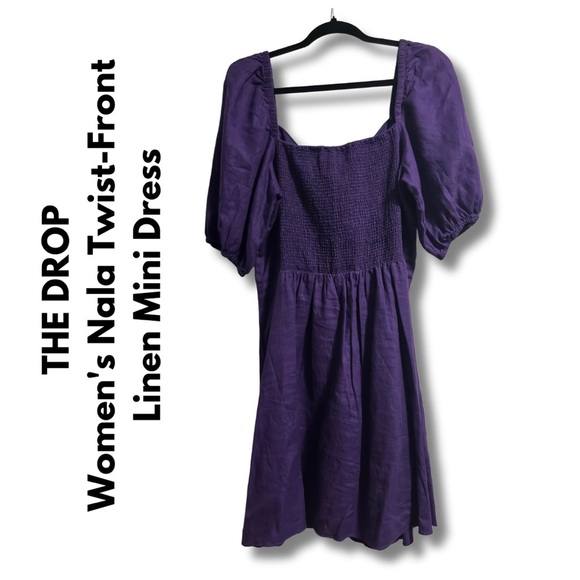 THE DROP - Women's Nala Twist-Front
 Linen Mini  Dress - XL *NWOT* - Picture 7 of 10